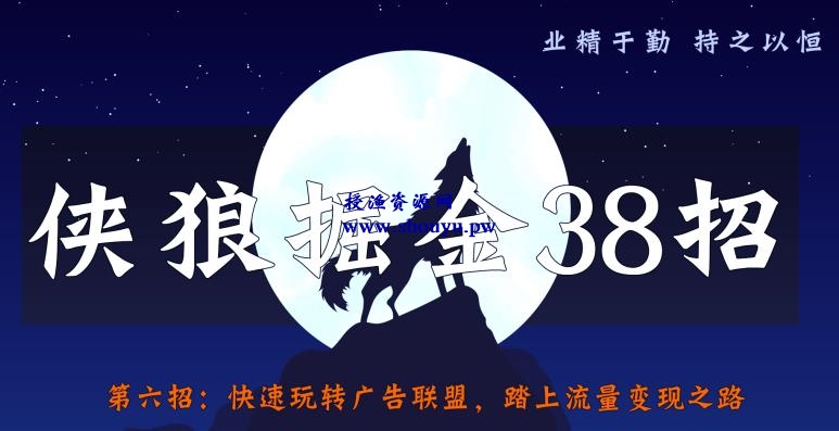 侠狼掘金38招第6招：快速玩转广告联盟，踏上流量变现之路【视频课程】