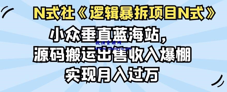 倪尔昂逻辑暴拆项目N式之12：小众垂直蓝海站，源码搬运出售收入爆棚实现月入过万