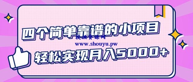 小白实实在在赚钱项目，四个简单靠谱的小项目-轻松实现月入5000+【视频教程】