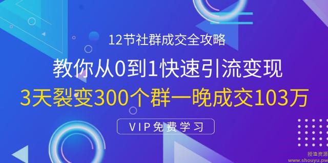 12节社群成交全攻略：从0到1快速引流变现，3天裂变300个群一晚成交103万