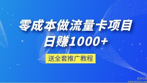 零成本做流量卡亿万市场日赚1000+，送进货渠道和全套推广教程