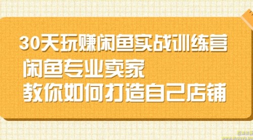 闲鱼无货源30天打造专业店铺，专业卖家教你